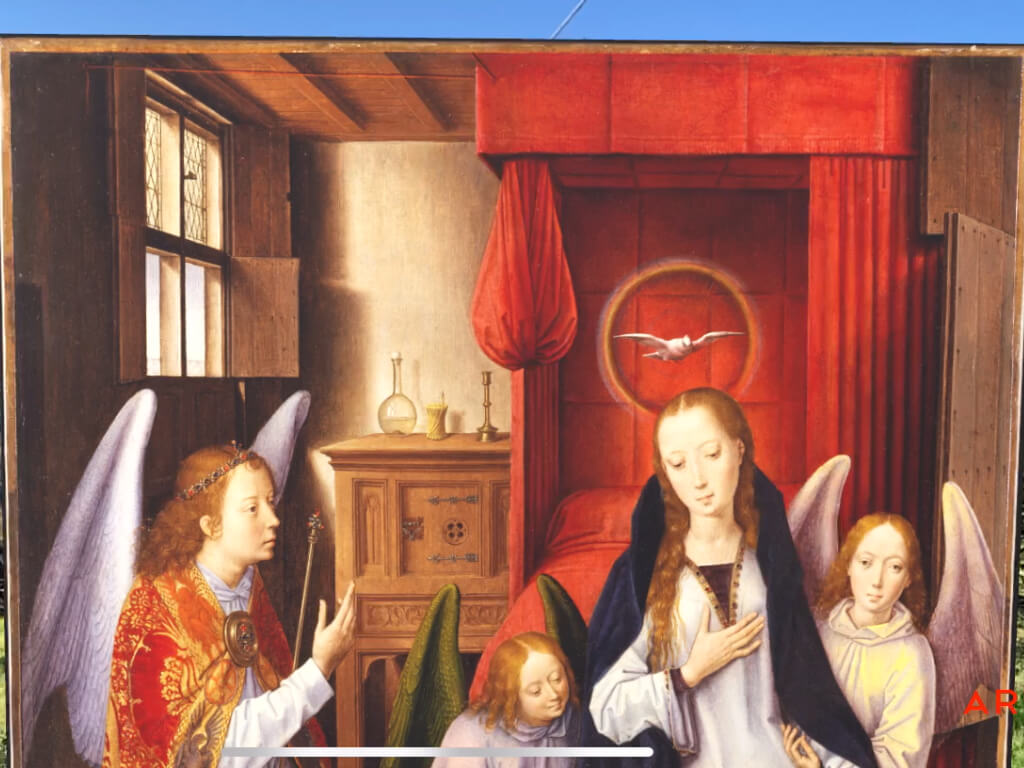The Annunciaton by Memling in AR - detail